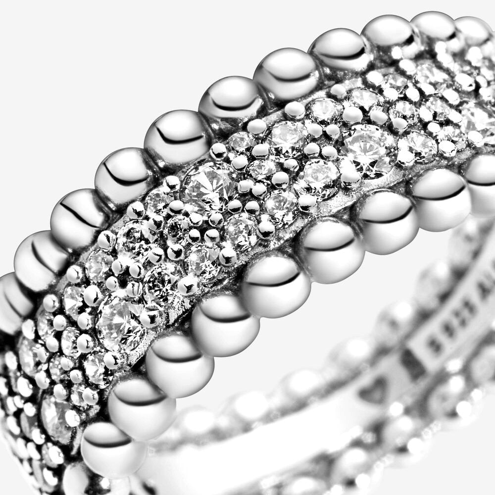 Anello a fascia con pavé decorato con sfere - Simmi gioiellerie -Anelli