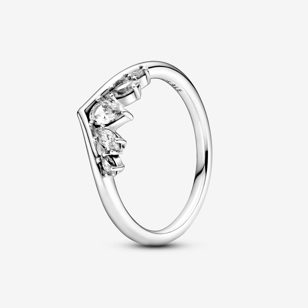 Anello chevron scintillante con pietre con taglio a goccia e Marquise - Simmi gioiellerie -Anelli
