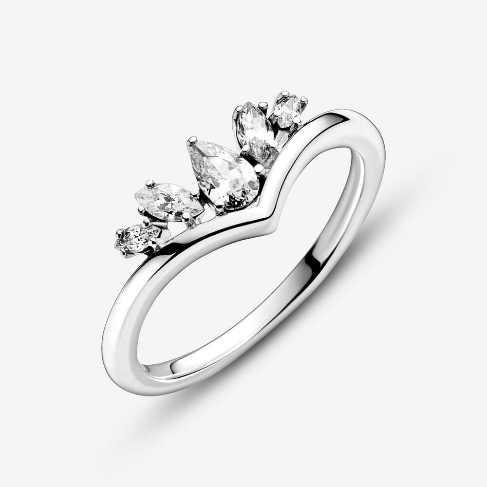 Anello chevron scintillante con pietre con taglio a goccia e Marquise - Simmi gioiellerie -Anelli