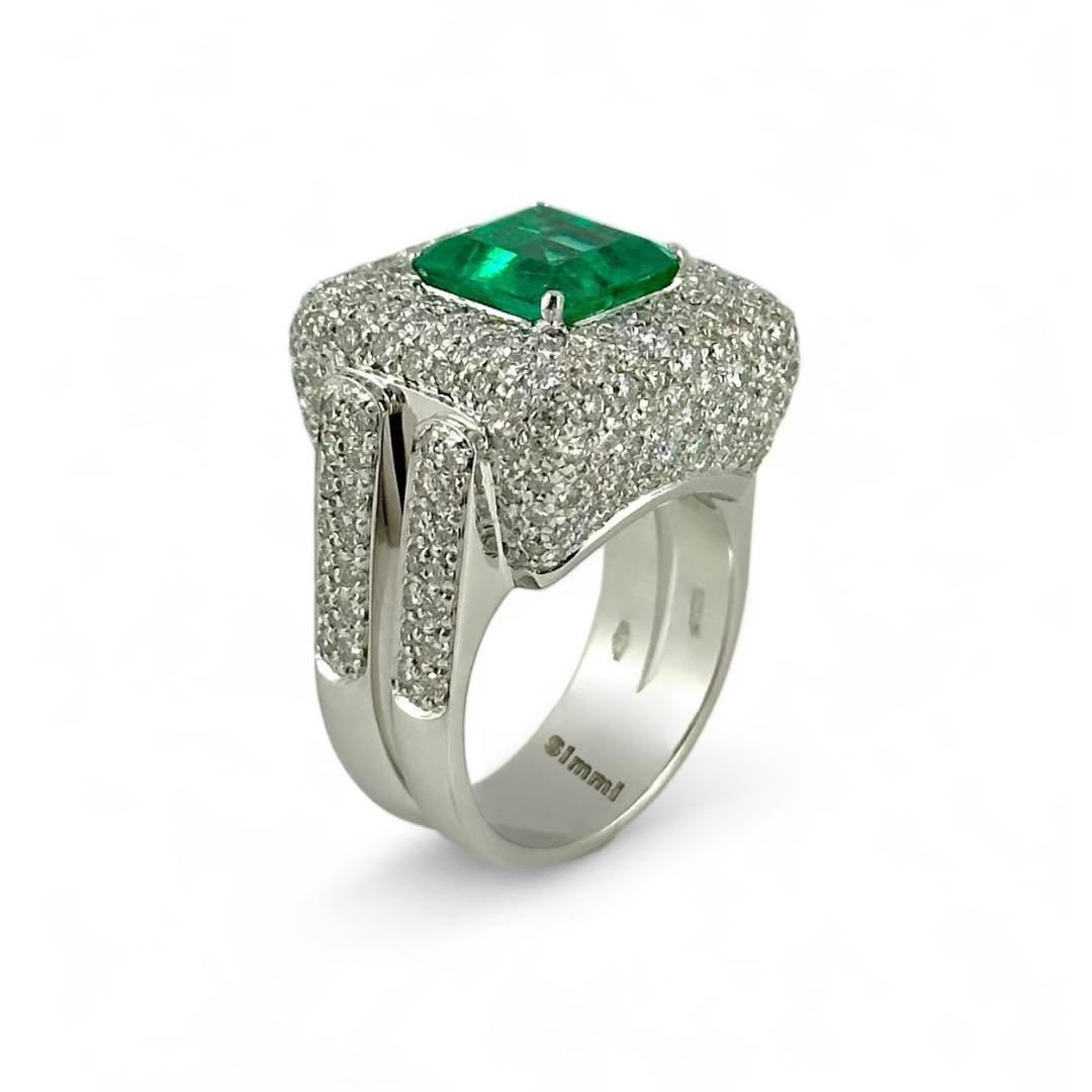 Anello con smeraldo e brillanti - Simmi Gioiellerie -Anelli
