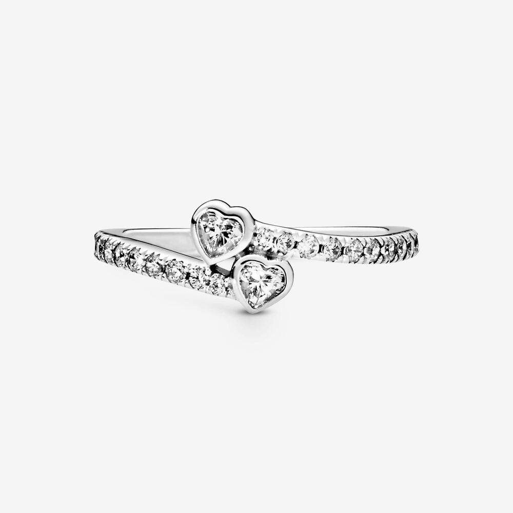 Anello due cuori scintillanti - Simmi gioiellerie -Anelli