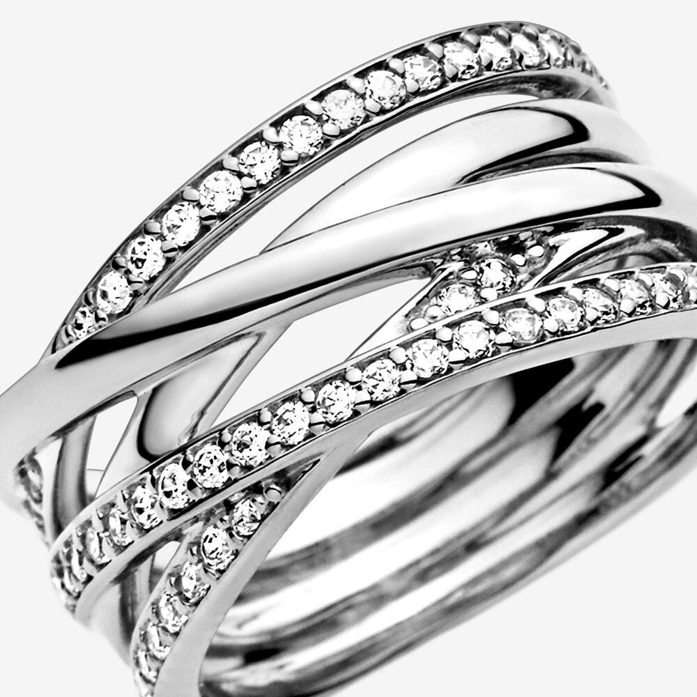Anello linee intrecciate scintillanti - Simmi gioiellerie -Anelli