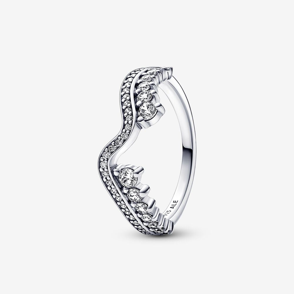 Anello Onda Asimmetrica Pietre Luminose - 192543C01 - Simmi Gioiellerie -Anelli