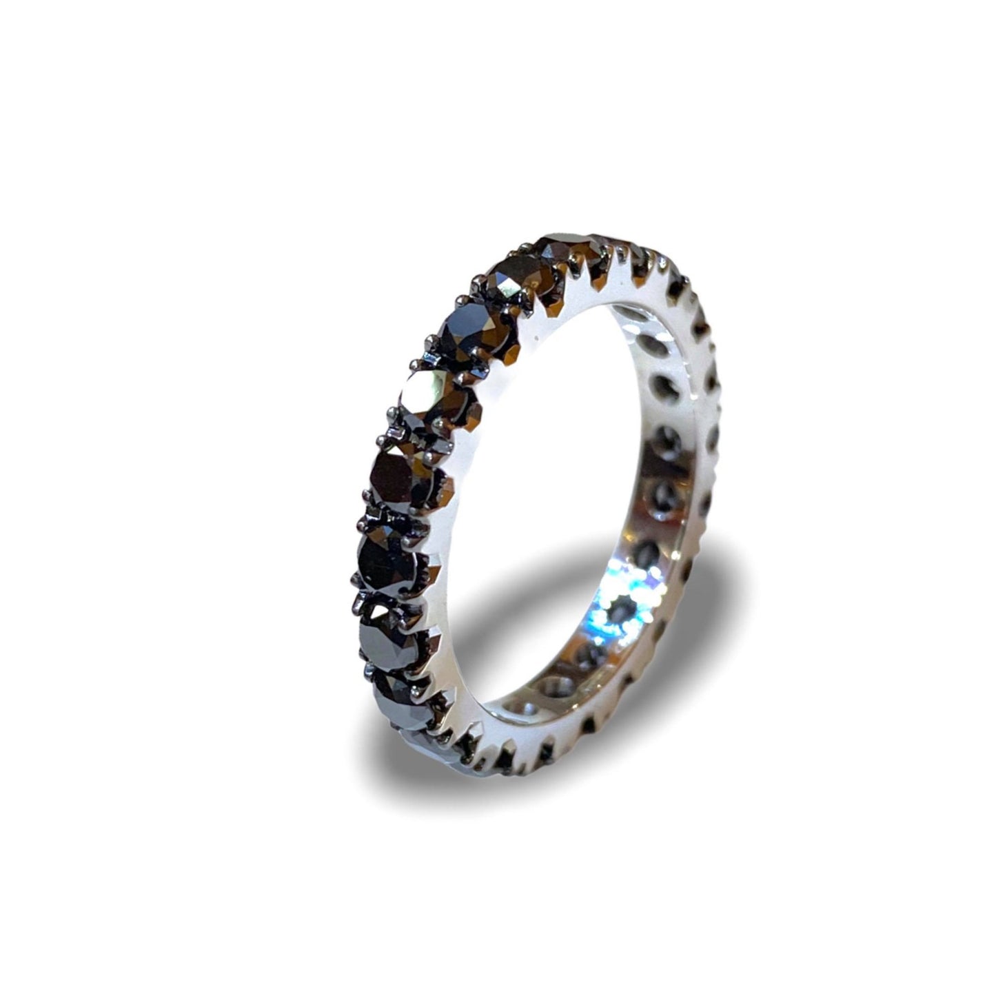 Anello veretta a giro di dimanti neri - Simmi gioiellerie -Anello