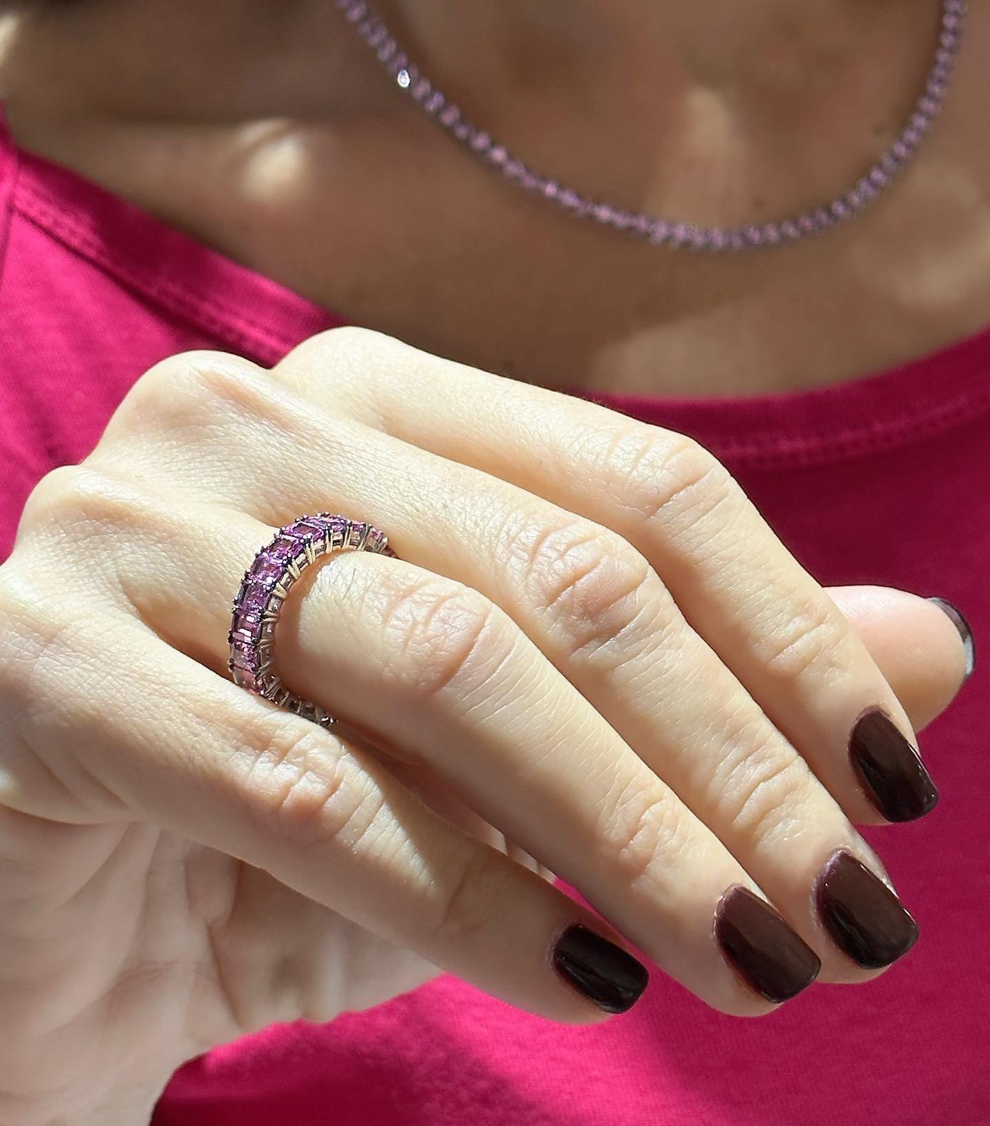 Anello veretta di zaffiri rosa - Simmi Gioiellerie -Anelli