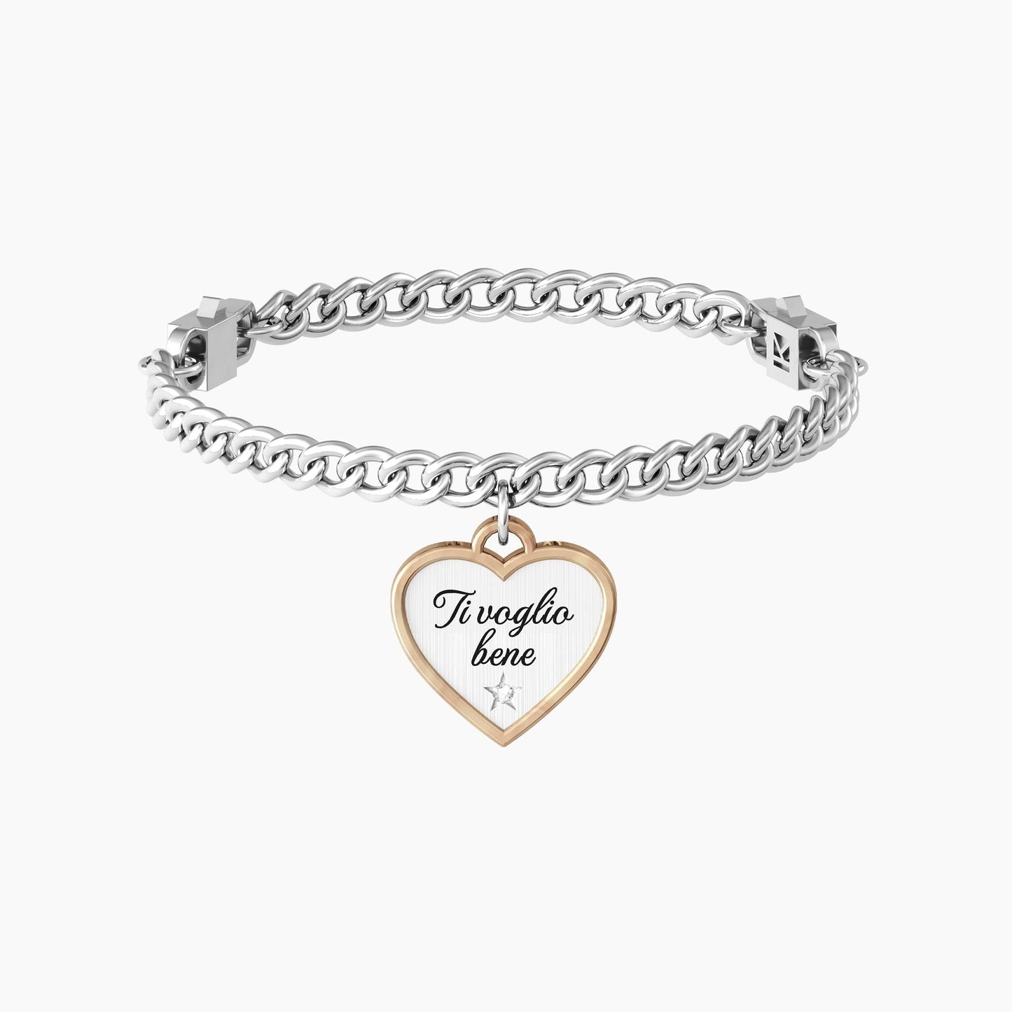 Bracciale a catena con ciondolo e frase "ti voglio bene" CUORE | TI VOGLIO BENE - 732077 - Simmi Gioiellerie -Bracciali