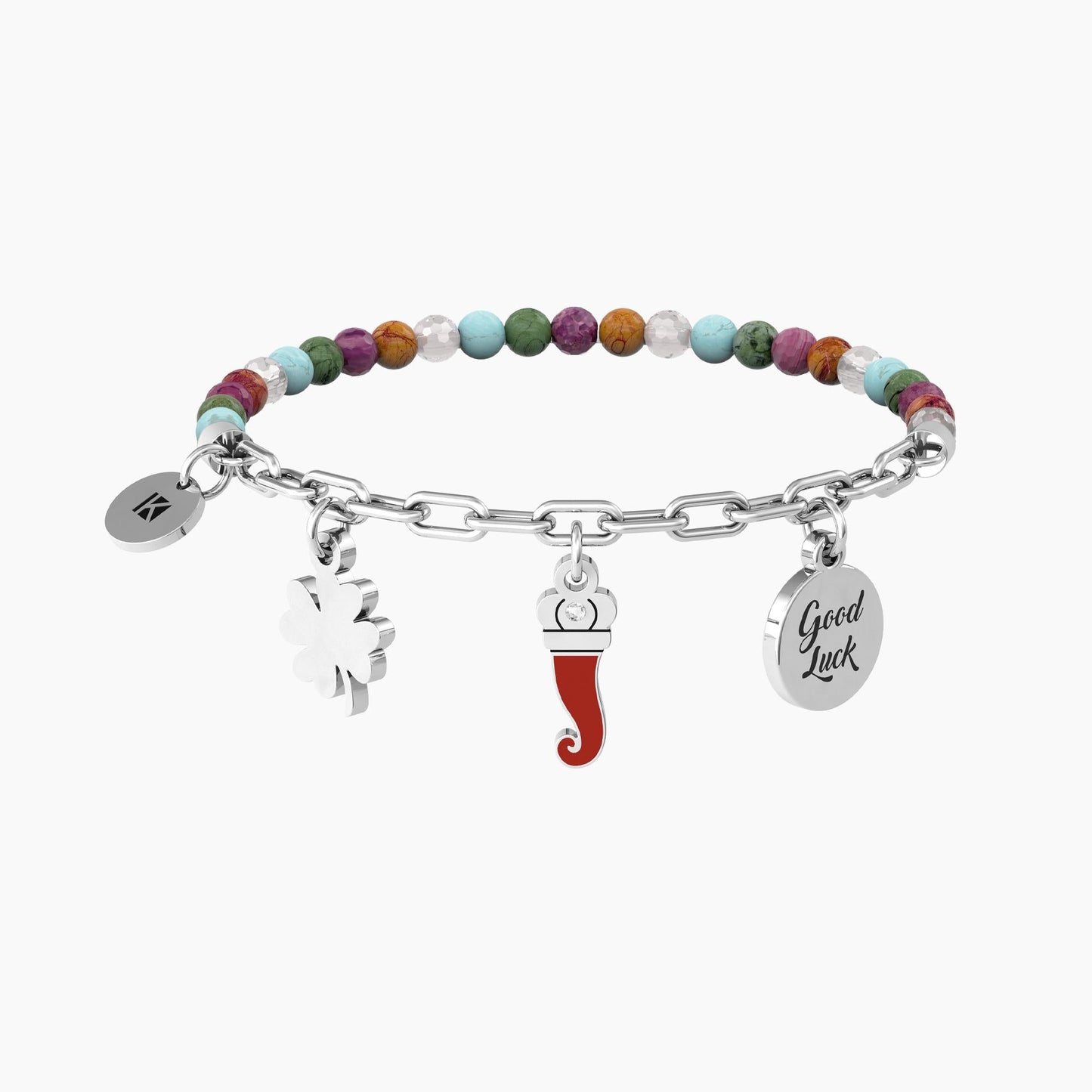 Bracciale con catena, pietre multicolor e ciondoli - CORNETTO | PROTEZIONE - 732236 - Simmi Gioiellerie -Bracciali