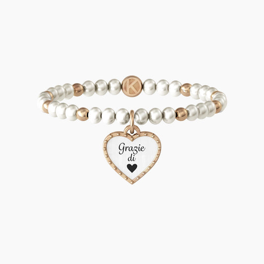 Bracciale con perle coltivate "grazie di cuore" CUORE | GRAZIE - 732101 - Simmi Gioiellerie -Bracciali