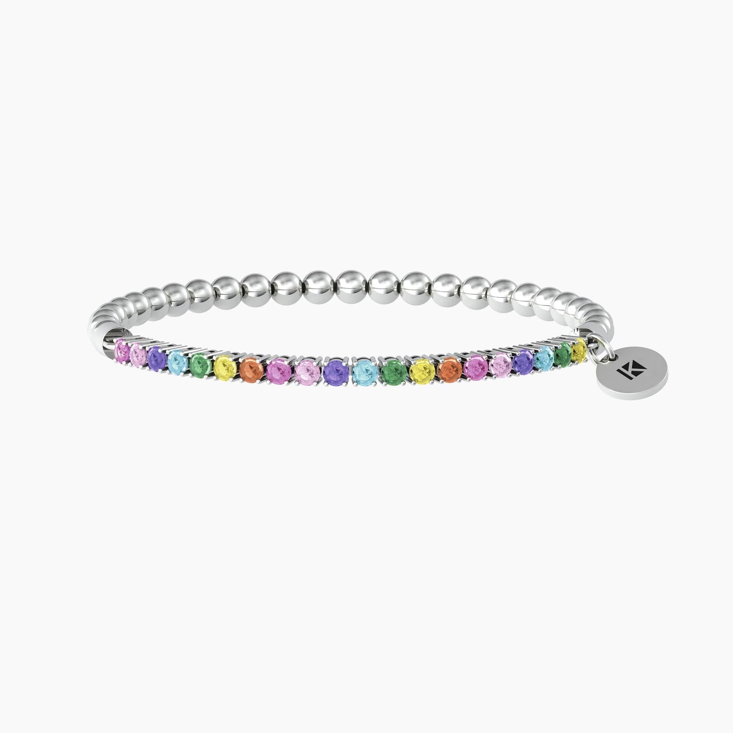 Bracciale elastico con sfere lucide e zirconi multicolor - BRACCIALE DEI DESIDERI - 732209 - Simmi Gioiellerie -Bracciali