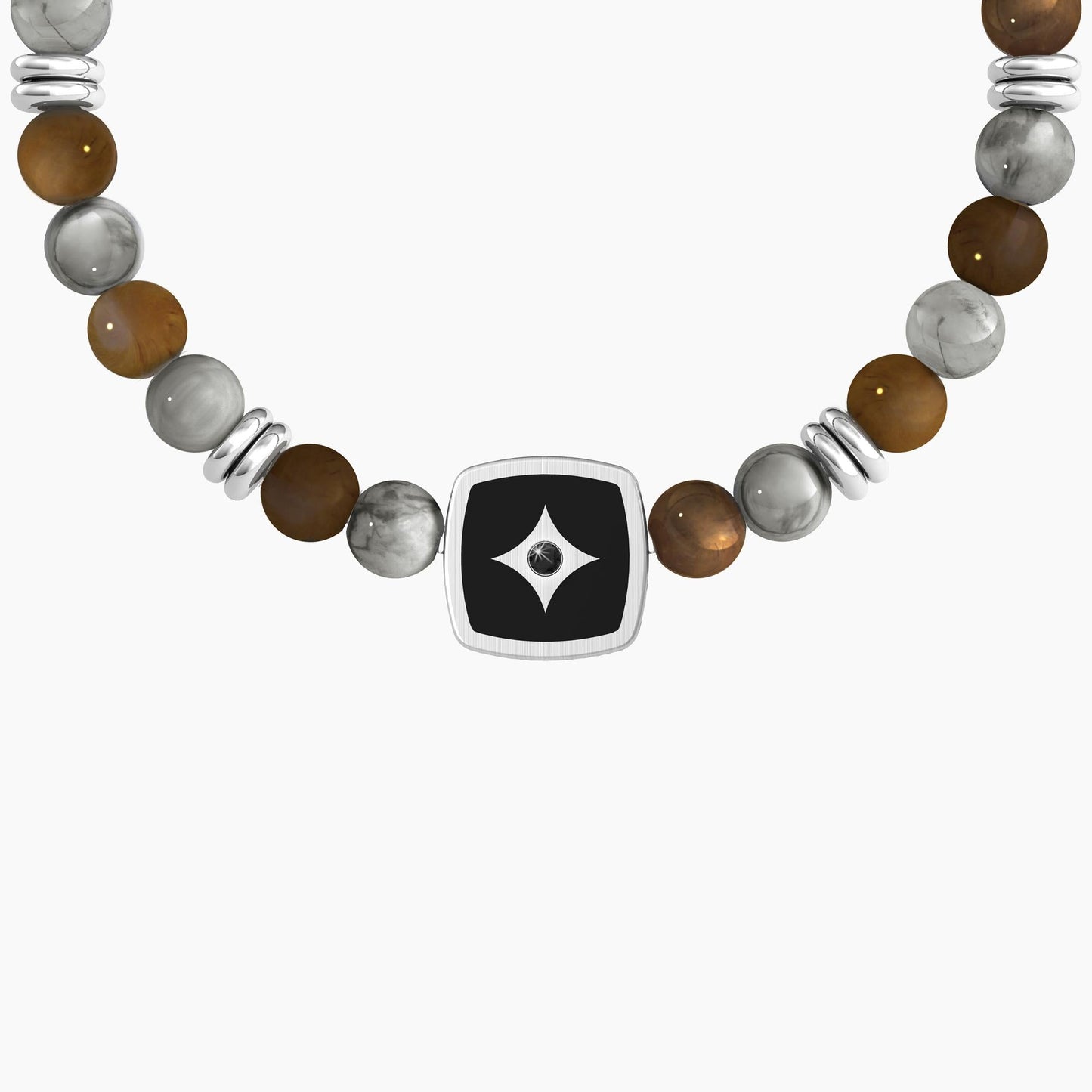 Bracciale elastico da uomo in occhio di tigre e agata grigia - HAPPY BIRTHDAY - 732121 - Simmi Gioiellerie -Bracciali