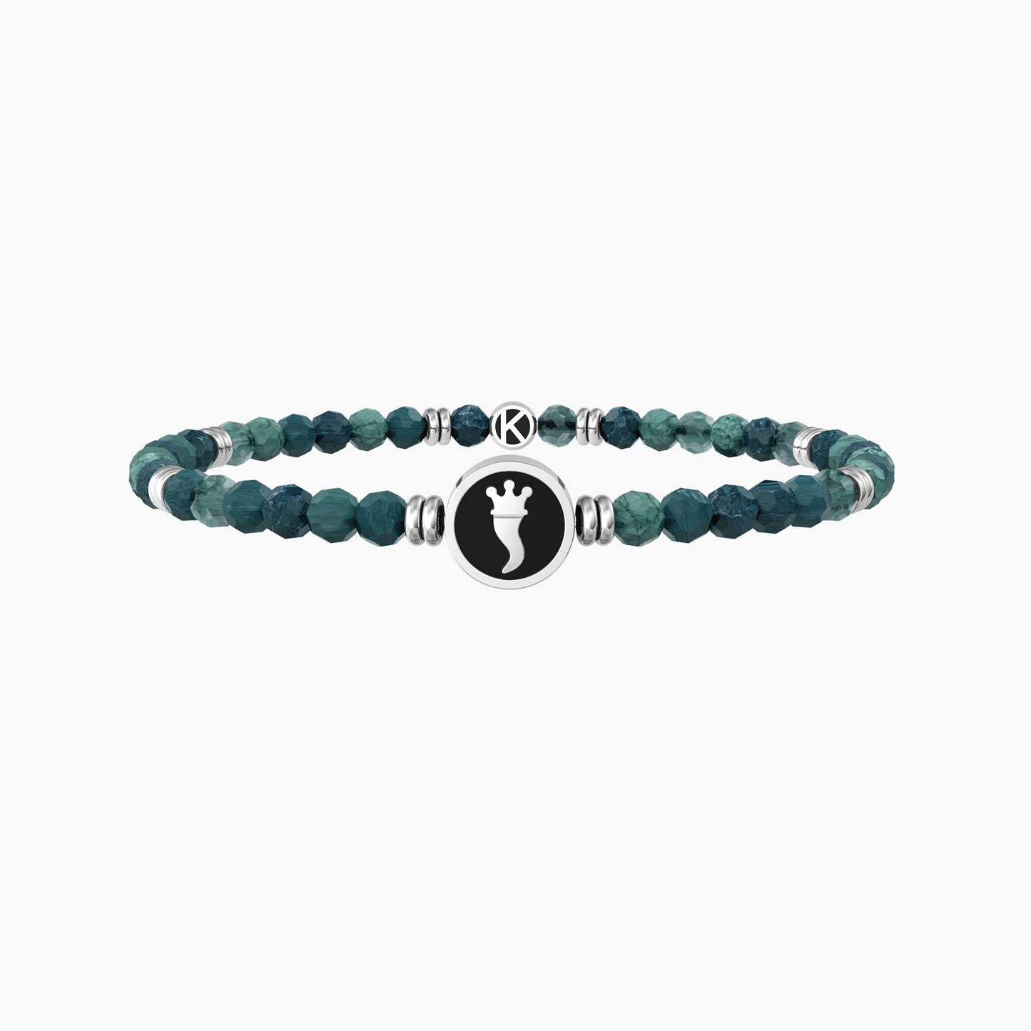 Bracciale elastico uomo con agata verde e cornetto - CORNETTO | PROTEZIONE - 732239 - Simmi Gioiellerie -Bracciali