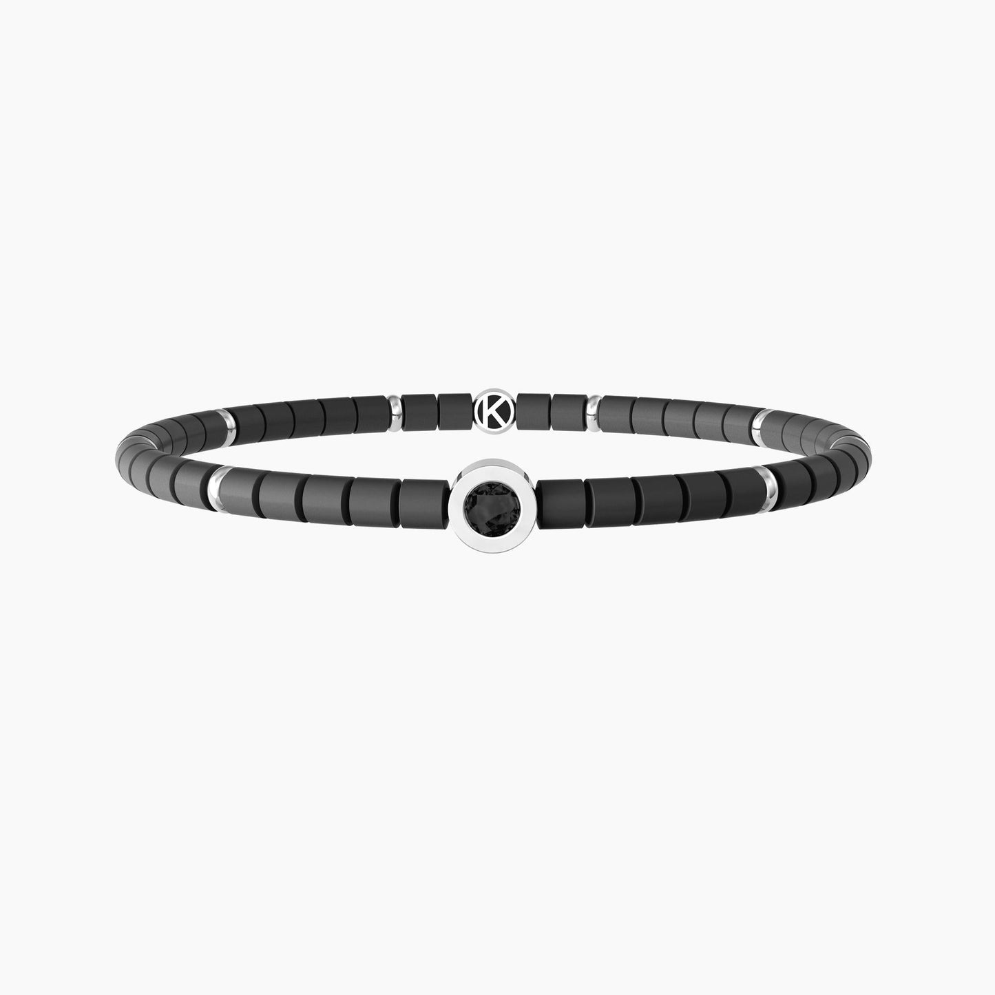 Bracciale elastico uomo con ematite grigia e cristalli - UNICITÀ - 732255 - Simmi Gioiellerie -Bracciali