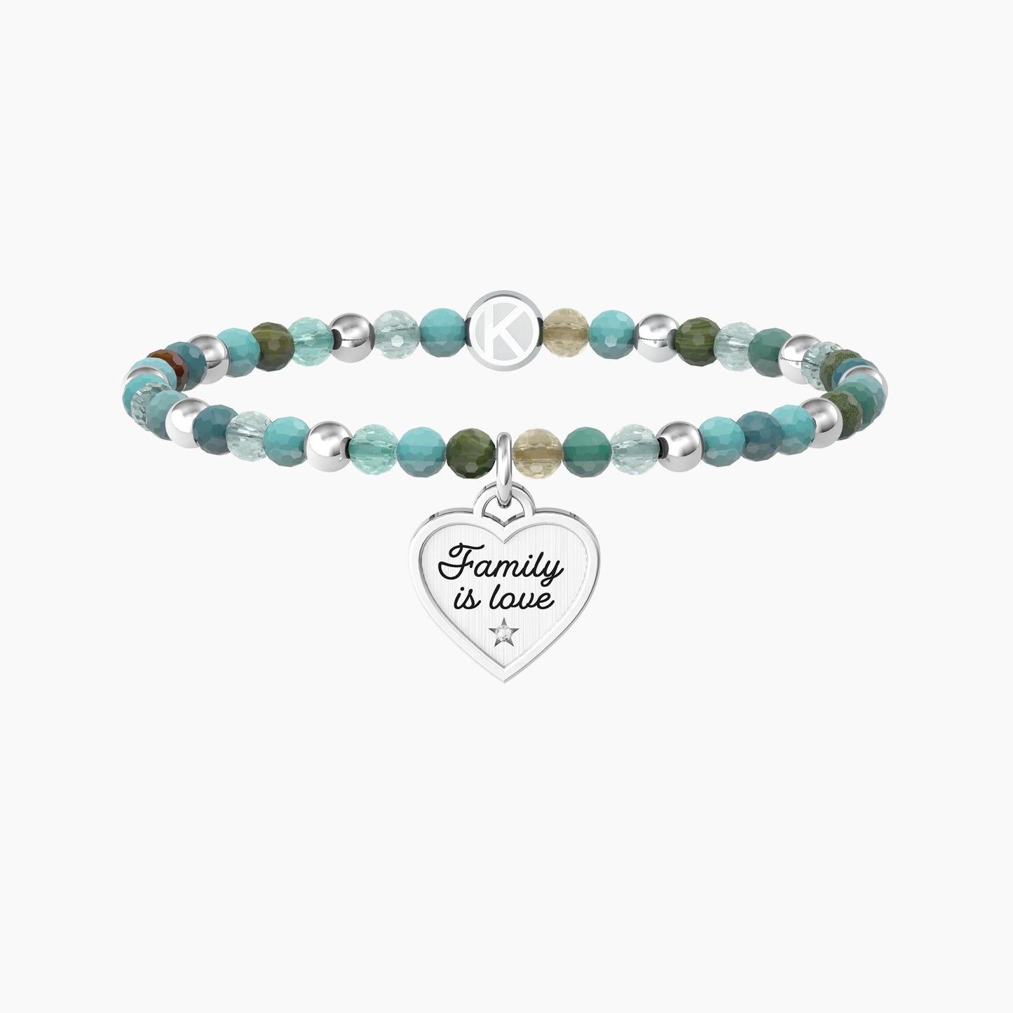 Bracciale famiglia con agata multicolor e ciondolo cuore - CUORE | FAMILY IS LOVE - 732216 - Simmi Gioiellerie -Bracciali