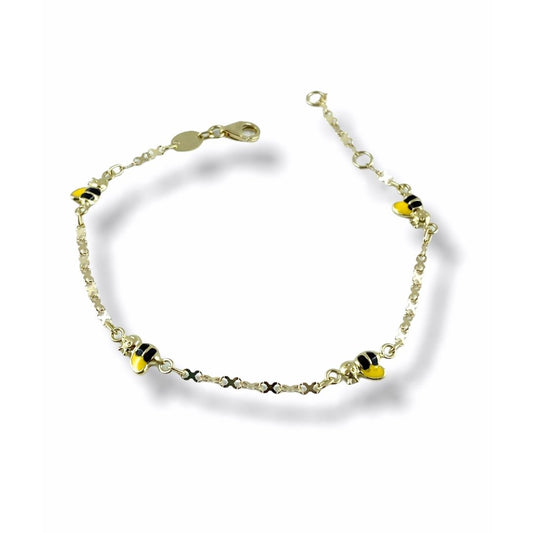 Bracciale in oro giallo, fantasia con quattro apette colorate - Simmi Gioielli - Simmi Gioiellerie -Bracciale