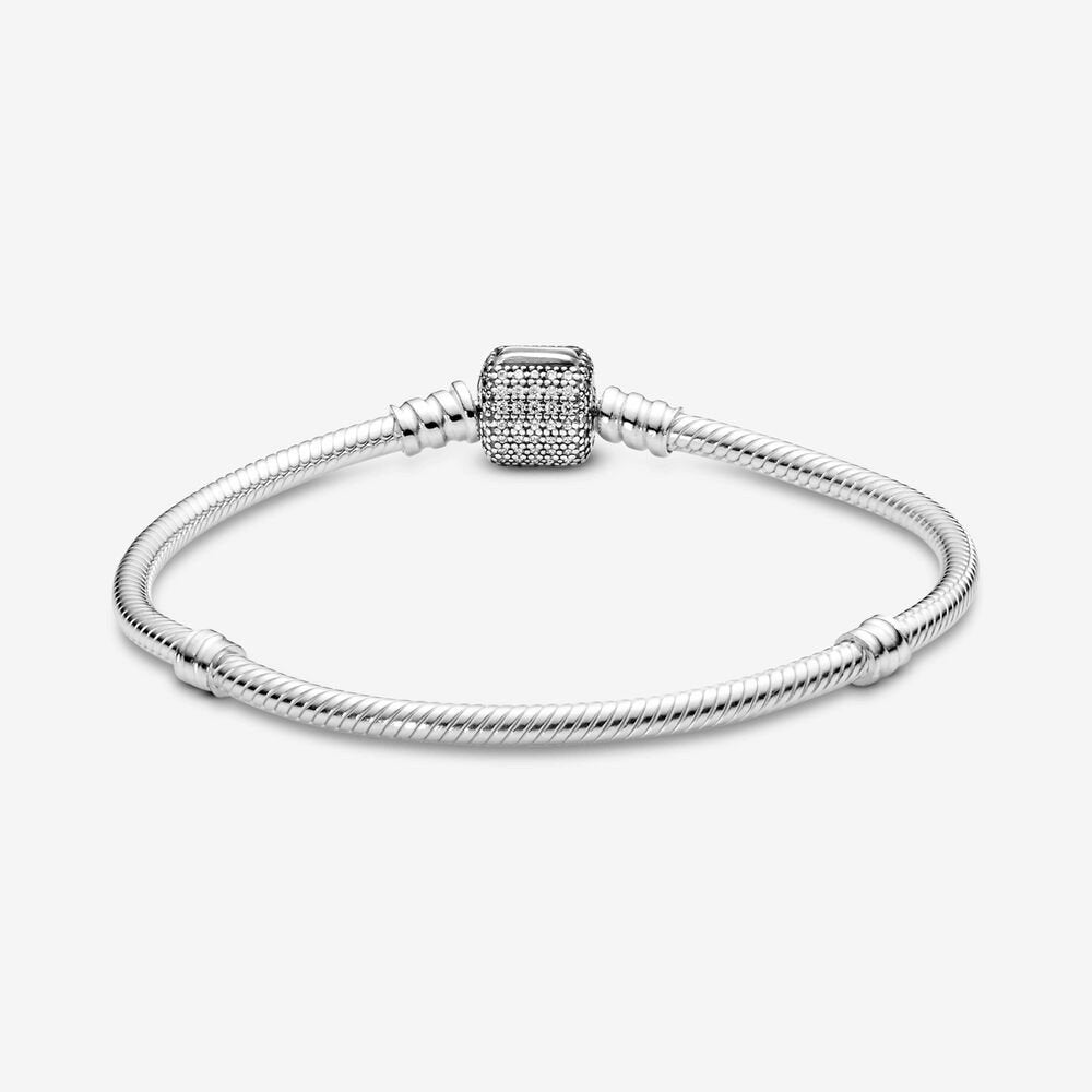 Bracciale Pandora Moments con maglia snake e chiusura con pavé scintillante - 590723CZ - Simmi gioiellerie -Bracciale