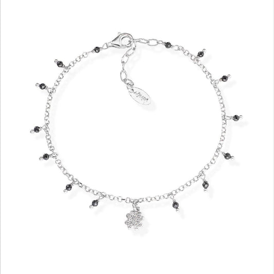 Bracciale Quadrifoglio Zirconato e Pepite Nere - BRQBNZ - Simmi gioiellerie -Bracciale