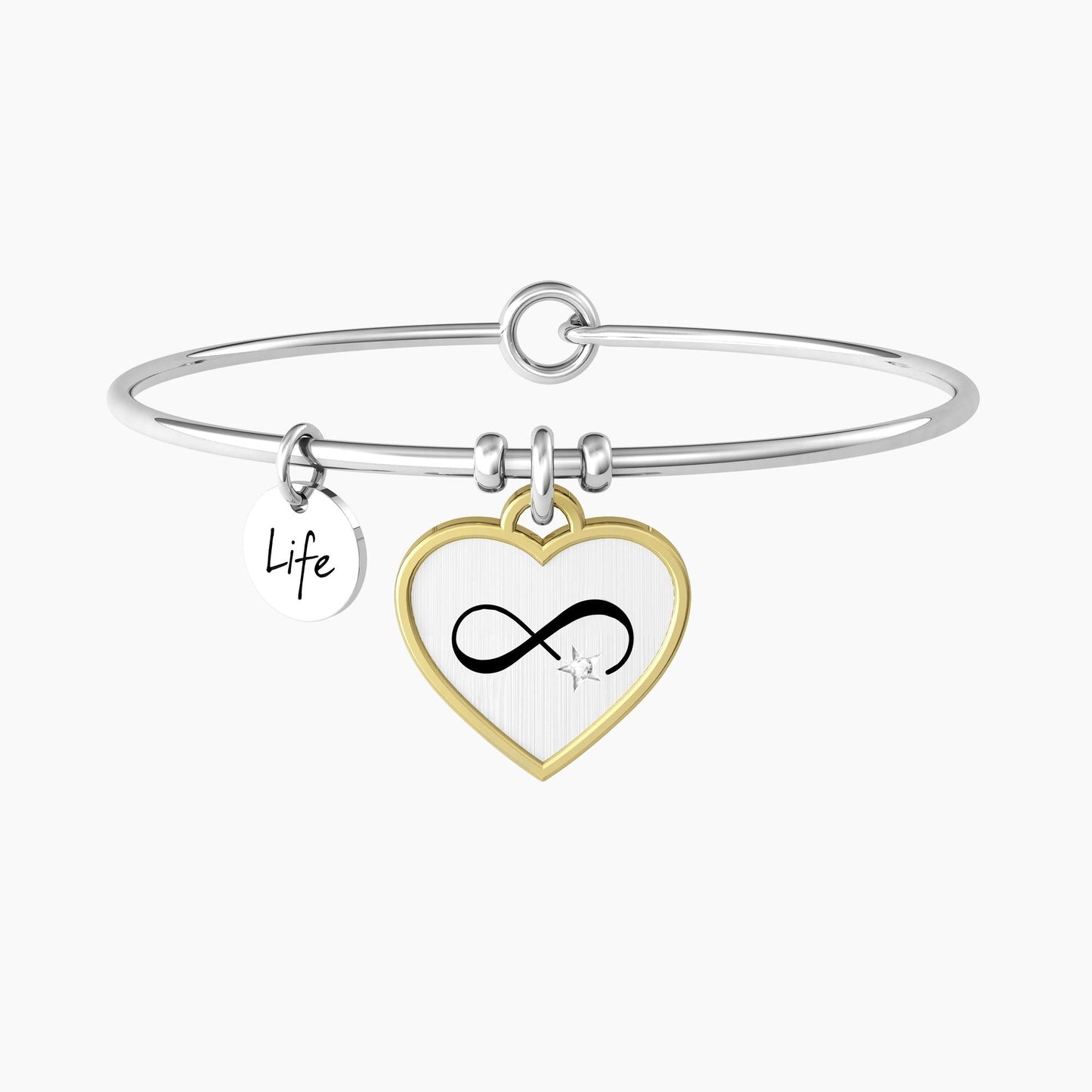 Bracciale rigido con simbolo infinito e rifinitura a contrasto - CUORE |INFINITO - 732075 - Simmi Gioiellerie -Bracciali