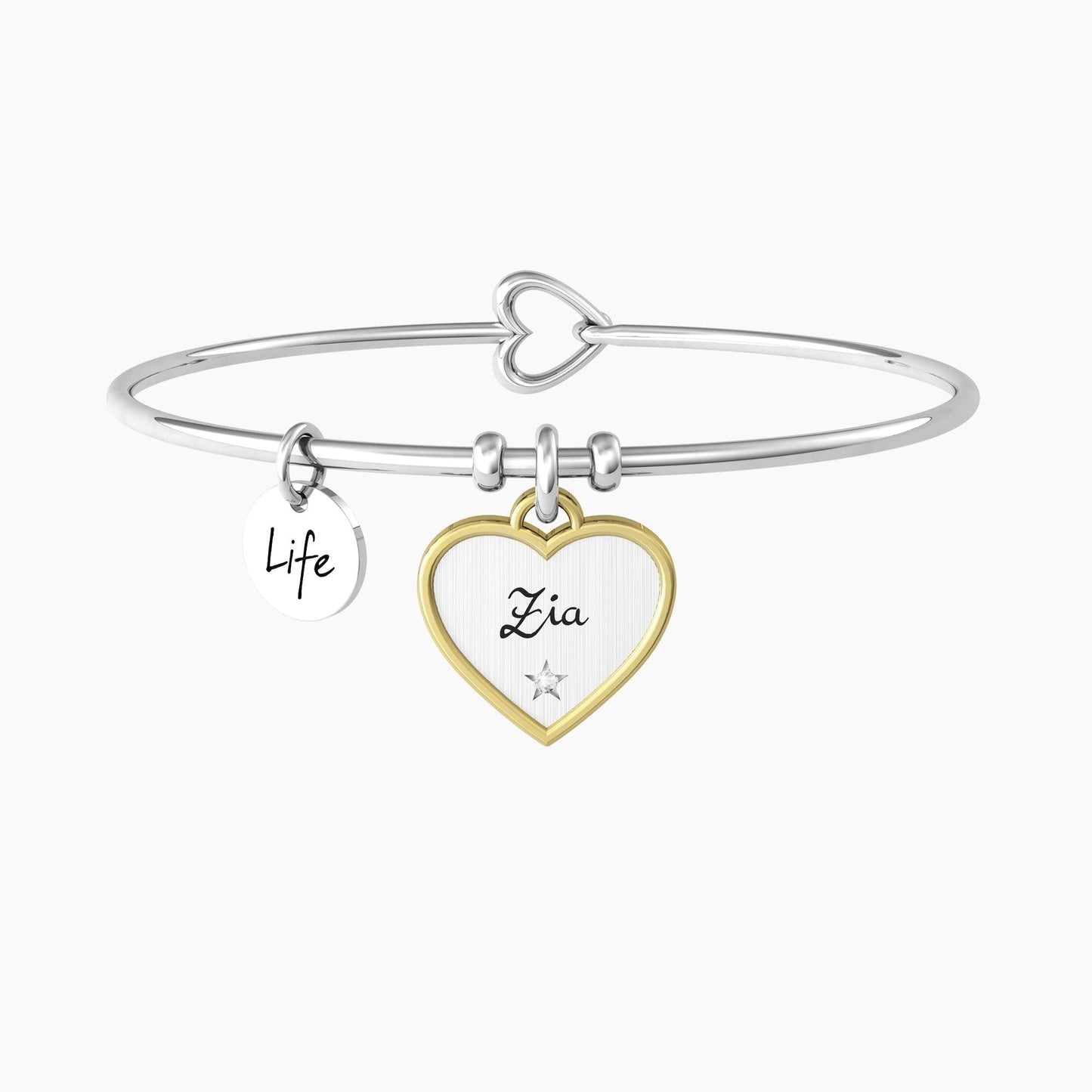 Bracciale rigido zia con ciondolo cuore - CUORE | ZIA TI VOGLIO BENE - 732228 - Simmi Gioiellerie -Bracciali