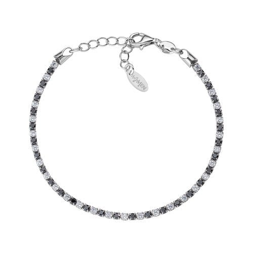 Bracciale Tennis Rodio Zirconi Bianchi e Neri - BTABBN16 - Simmi Gioiellerie -Bracciali