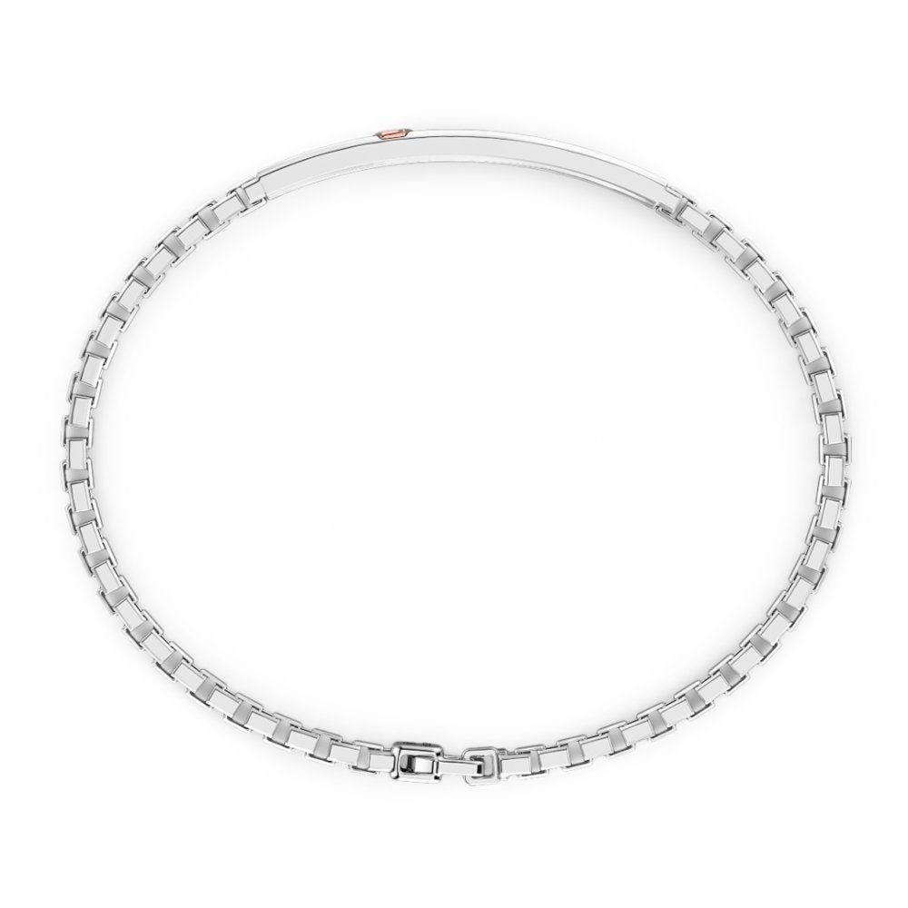 Bracciale Zancan in argento con targa, pietre nere e vite in oro rosa - EXB732 - Simmi Gioiellerie -Bracciali
