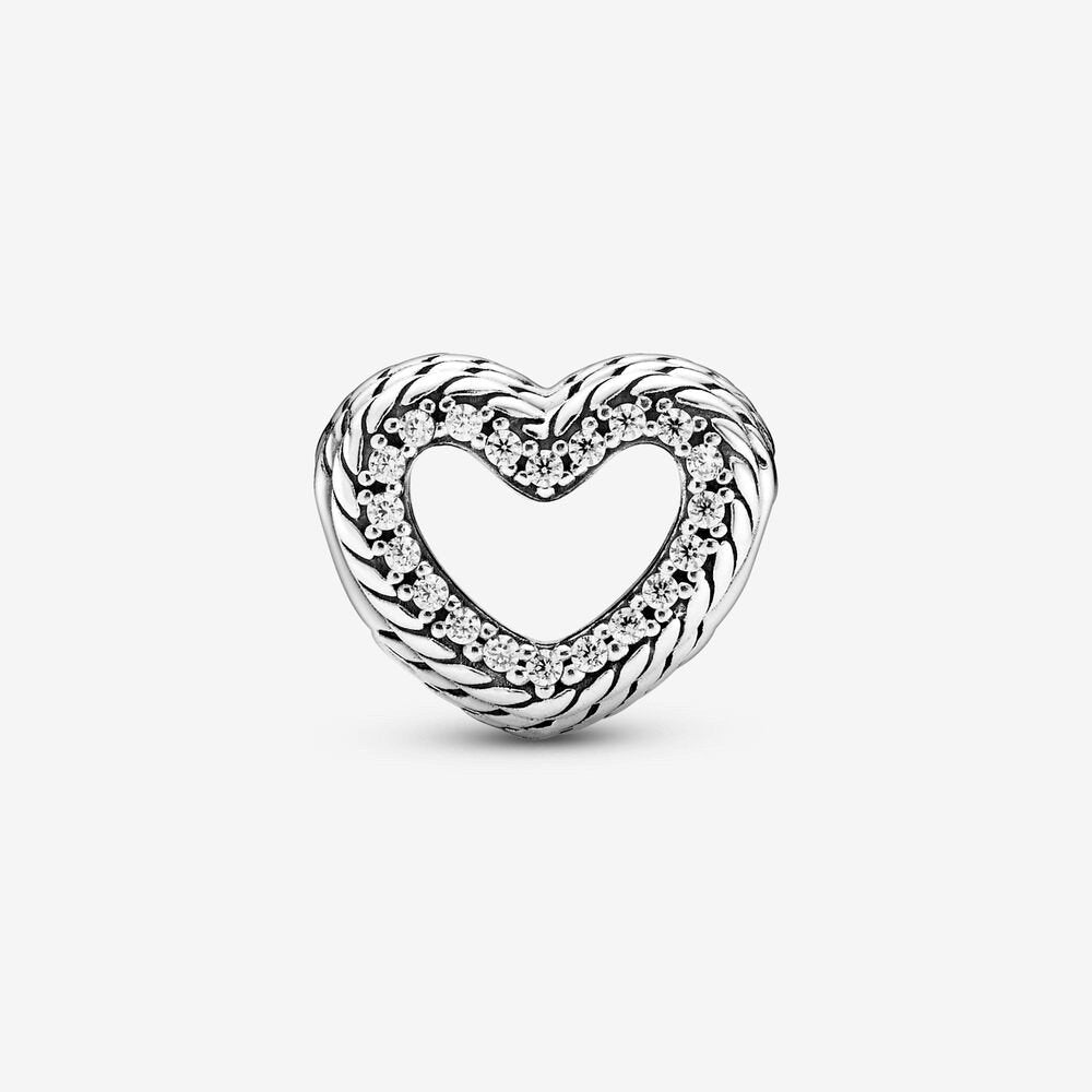 Charm a cuore aperto con maglia snake - 799100C01 - Simmi Gioiellerie -Charm