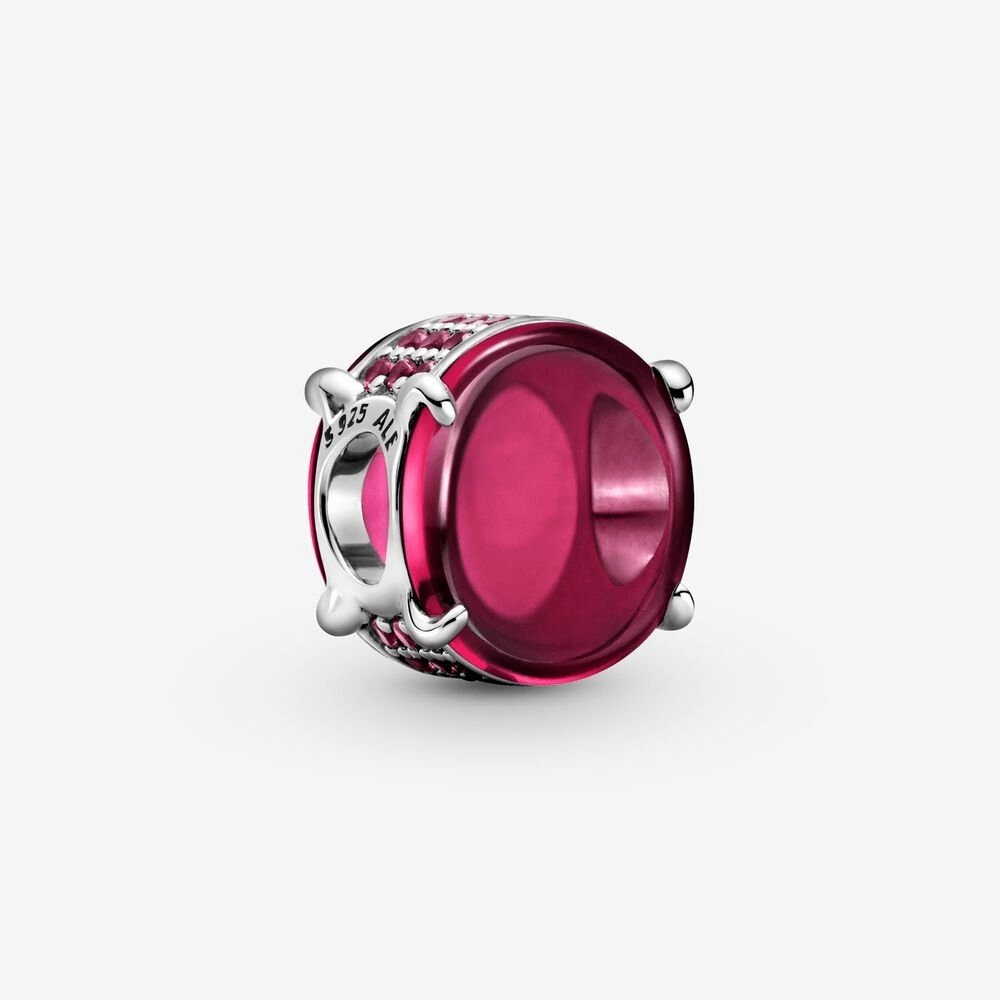 Charm con pietra cabochon ovale fucsia - 799309c01 - Simmi Gioiellerie -Charm