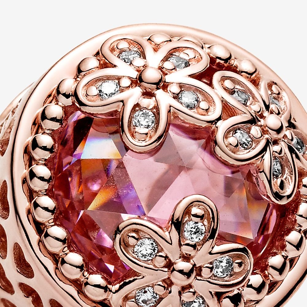 Charm Margherita rosa scintillante - 782055C01 - Simmi Gioiellerie -Charm
