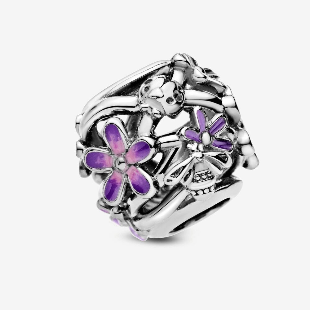 Charm Margherita viola con lavorazione openwork - 798772C02 - Simmi gioiellerie -Charm