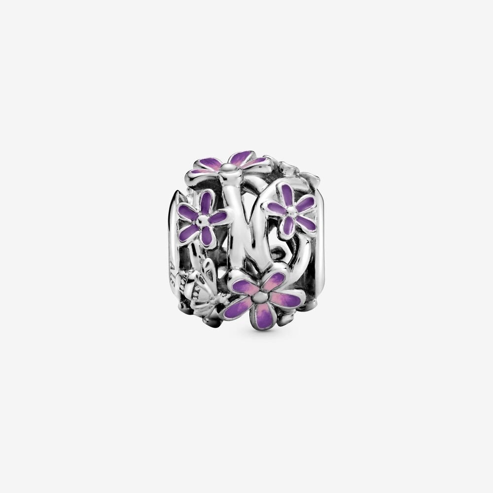 Charm Margherita viola con lavorazione openwork - 798772C02 - Simmi gioiellerie -Charm