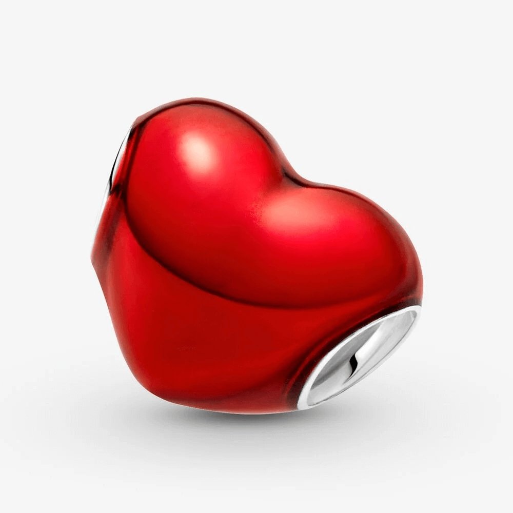 Charm Pandora Cuore rosso metallico - 799291C02 - Simmi gioiellerie -Charm
