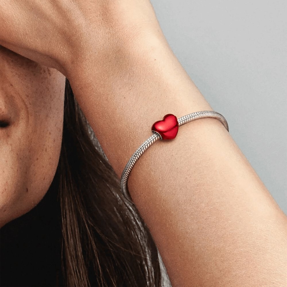 Charm Pandora Cuore rosso metallico - 799291C02 - Simmi gioiellerie -Charm