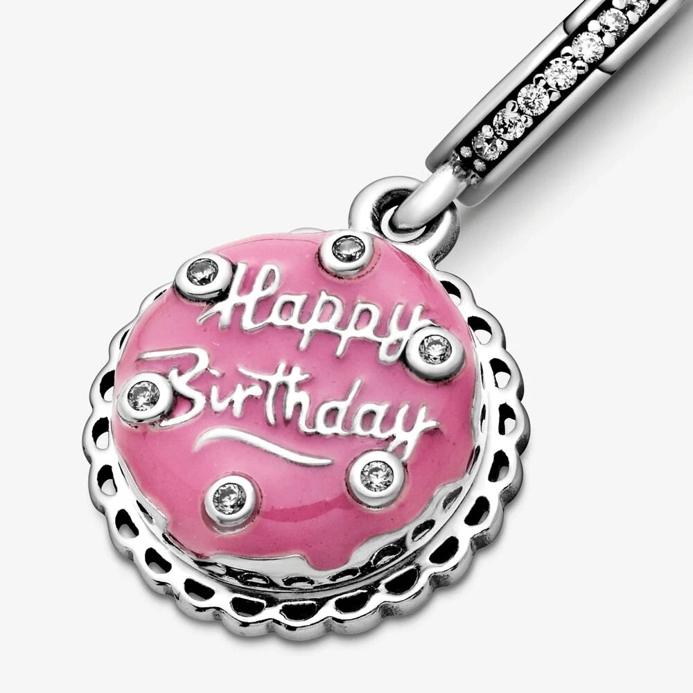 Charm Pandora pendente Torta di compleanno rosa - 798888C01 - Simmi gioiellerie -Charm