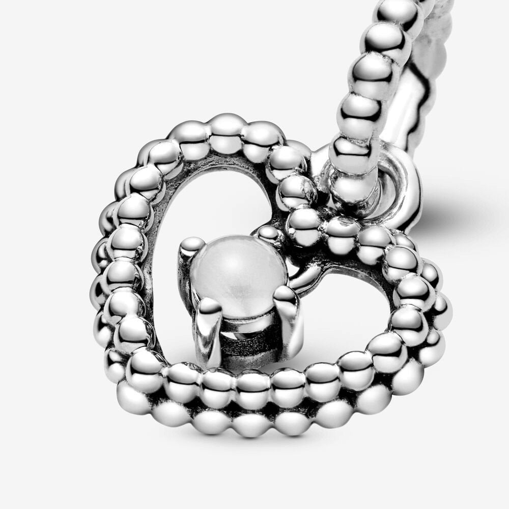 Charm pendente a cuore bianco latte decorato con sfere Purely Pandora - 798854c04 - Simmi Gioiellerie -Charm