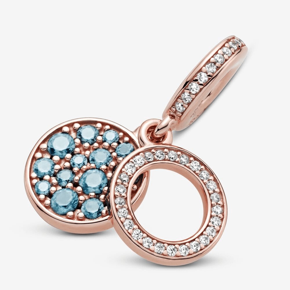 Charm pendente con doppio disco azzurro scintillante - 789186c03 - Simmi Gioiellerie -Charm