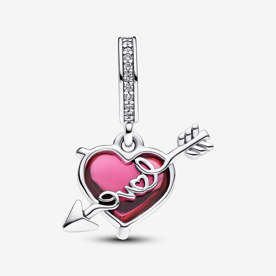 Charm Pendente Cuore con Freccia Vetro di Murano - 793085C01 - Simmi Gioiellerie -Charm