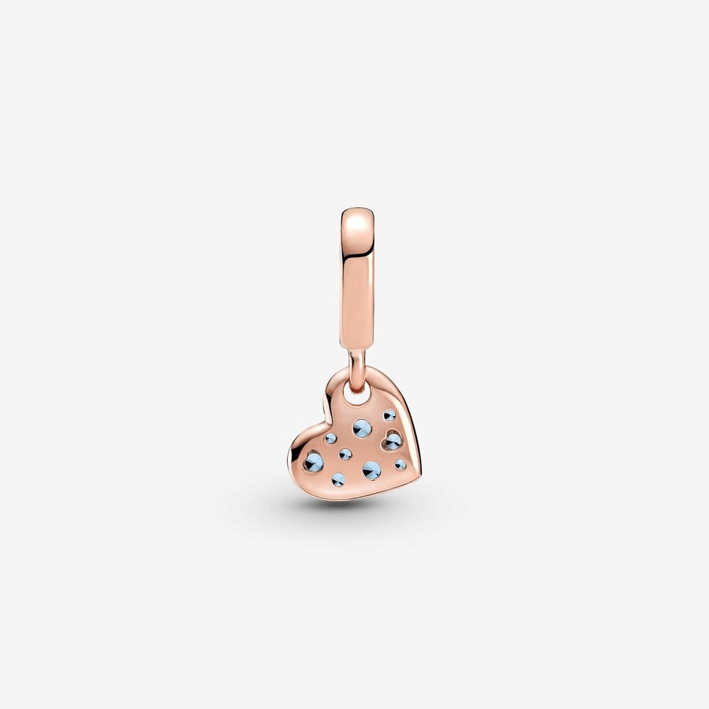 Charm pendente Cuore obliquo con pavé azzurro - 789404C01 - Simmi Gioiellerie -Charm