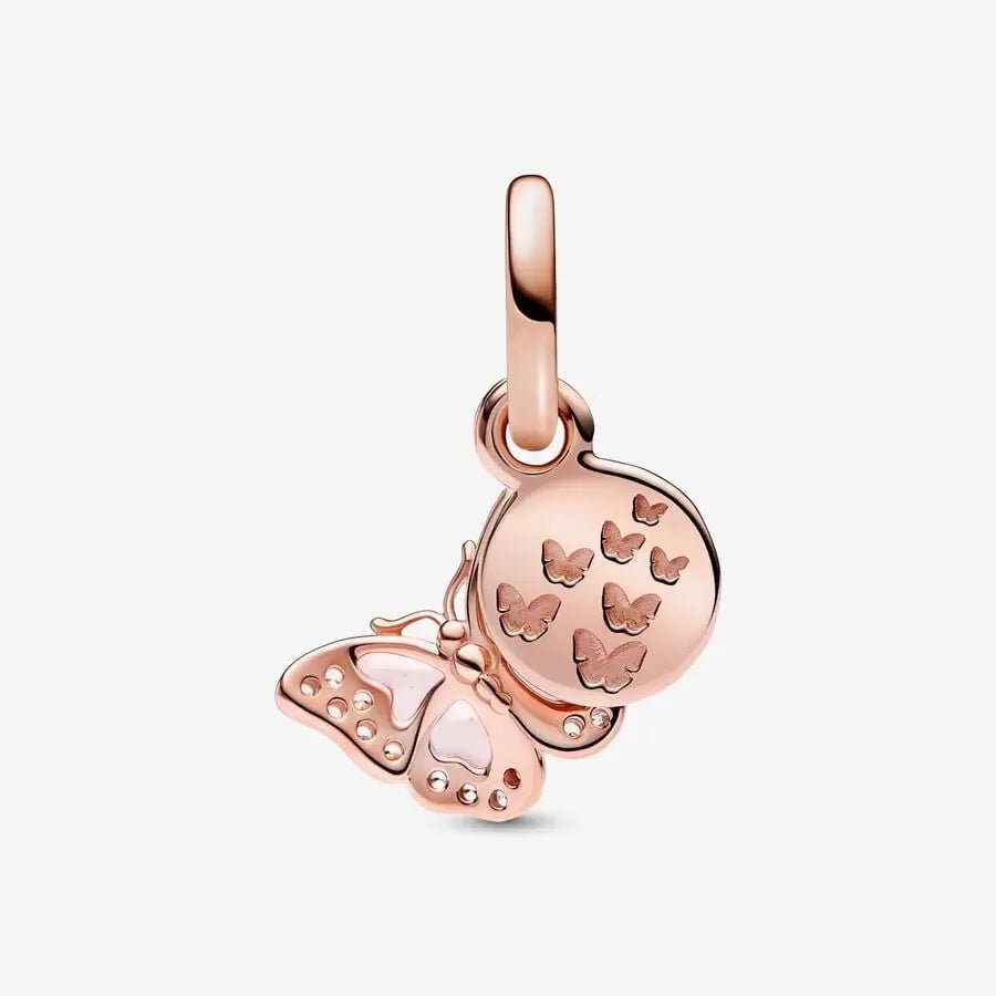 Charm pendente doppio Farfalla Rosa e Messaggio - 782555C01 - Simmi Gioiellerie -Charm