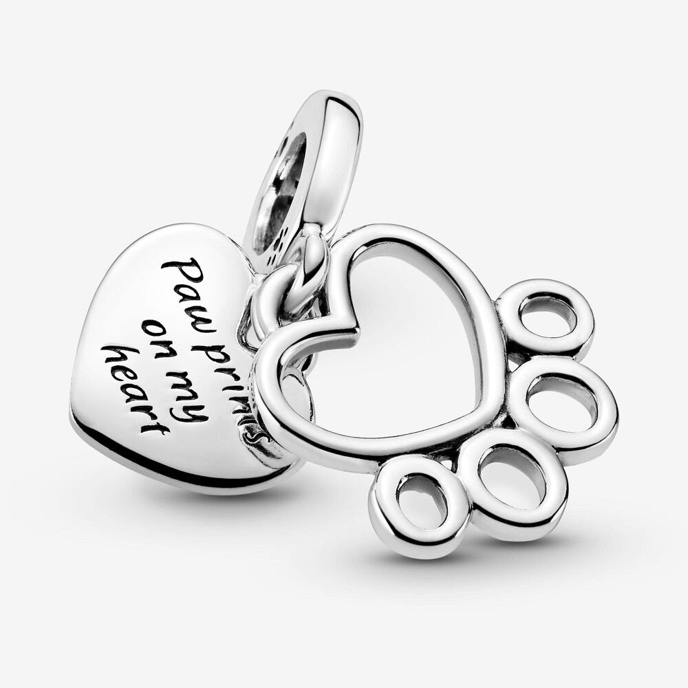 Charm pendente Impronta di zampa e cuori - 799360C00 - Simmi gioiellerie -Charm