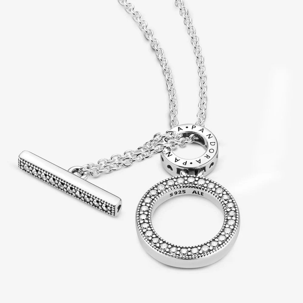 Collana con barretta a T e doppio cerchio - 399039C01 - Simmi Gioiellerie -Collane
