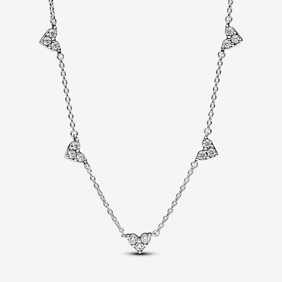 Collana Cuori con Tre Pietre - 393160C01-45 - Simmi Gioiellerie -Collane