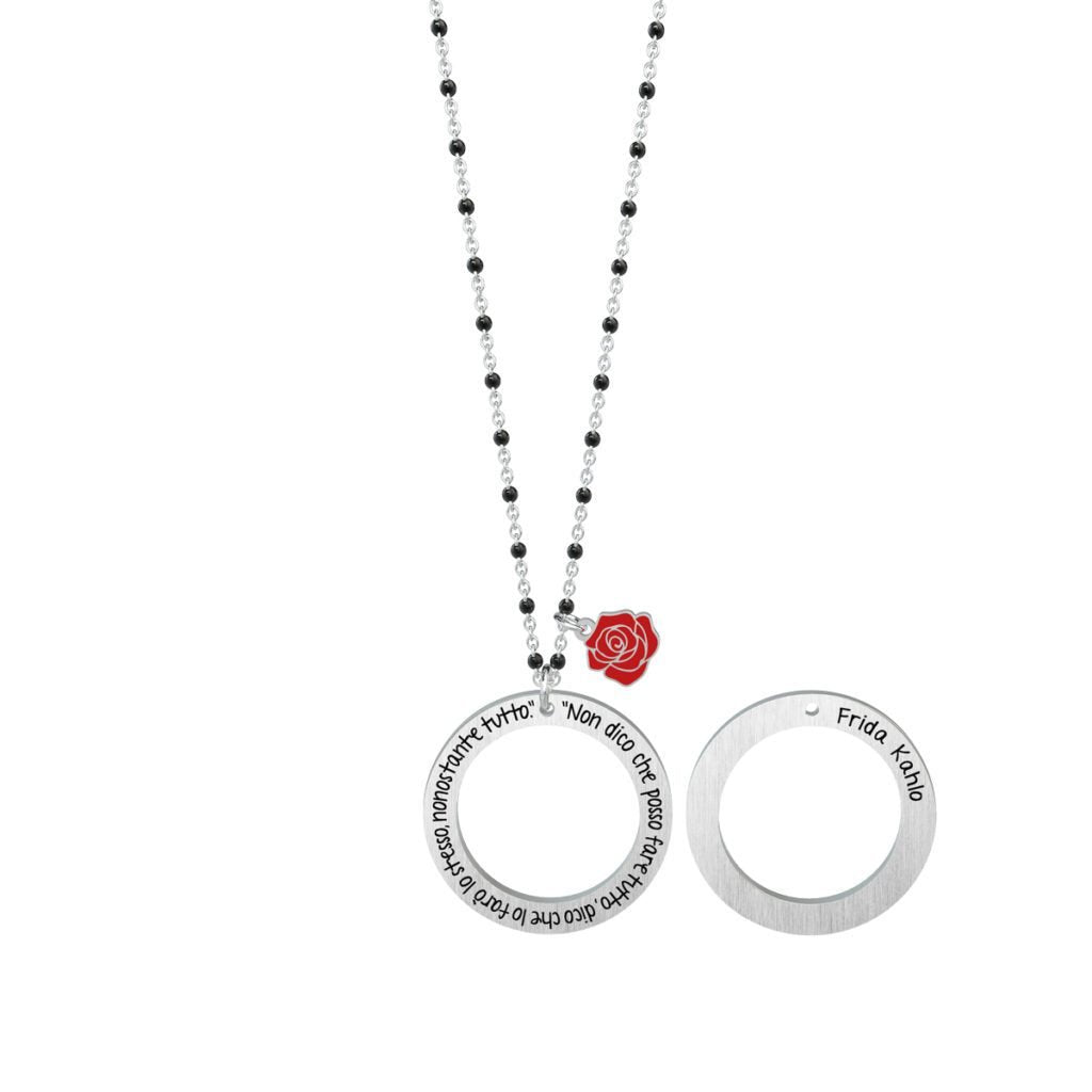 KIDULT Collana Donna Amore Albero Della Vita - In Acciaio 316L Con Ciondolo 35mm E Scritta Di Saint-Exupéry, 80 Cm