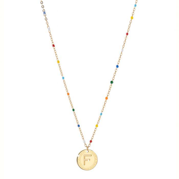 Collana MyName con pietre colorate e pendente con lettera - Simmi Gioiellerie -Collane