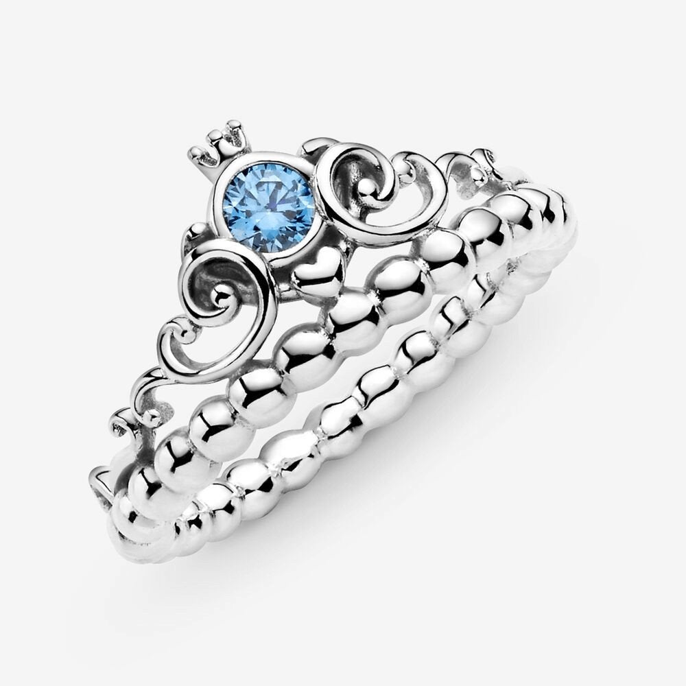 Disney, anello con tiara blu di Cenerentola - Simmi gioiellerie -Anelli