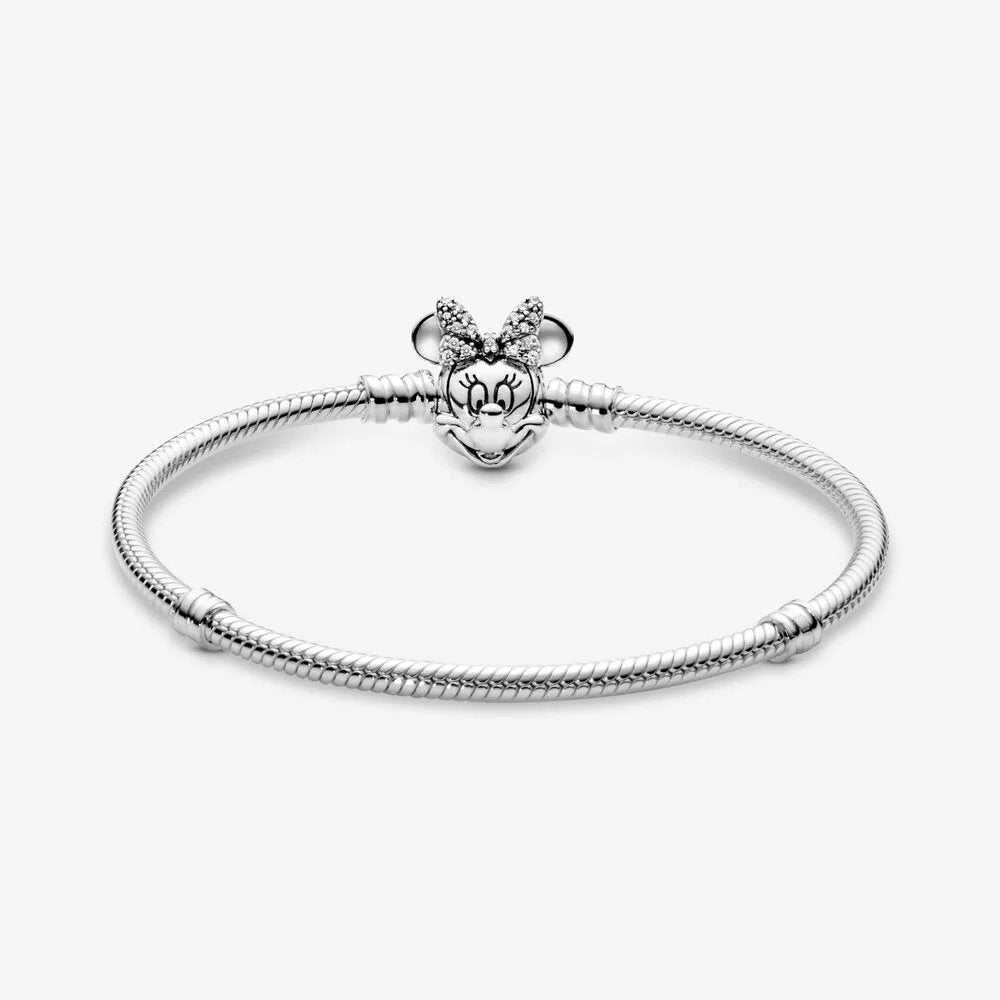Disney, Bracciale Pandora Moments con maglia snake e chiusura con Minnie e pavé - 597770CZ - Simmi Gioiellerie -Bracciali