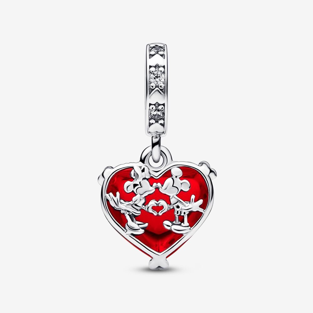 Disney, Mickey e Minnie, Cuore in Vetro di Murano - 792522C01 - Simmi Gioiellerie -Charm