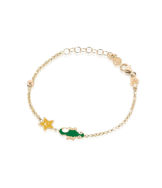 FORTUNA BRACCIALE ORO GIALLO GECO E STELLA - Simmi Gioiellerie -Bracciali