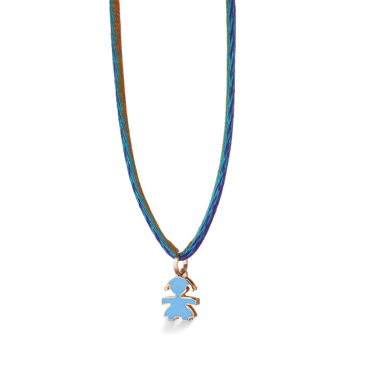 I MINI CIONDOLO BIMBA ORO ROSA E SMALTO INDACO - Simmi Gioiellerie -Ciondoli e pendenti