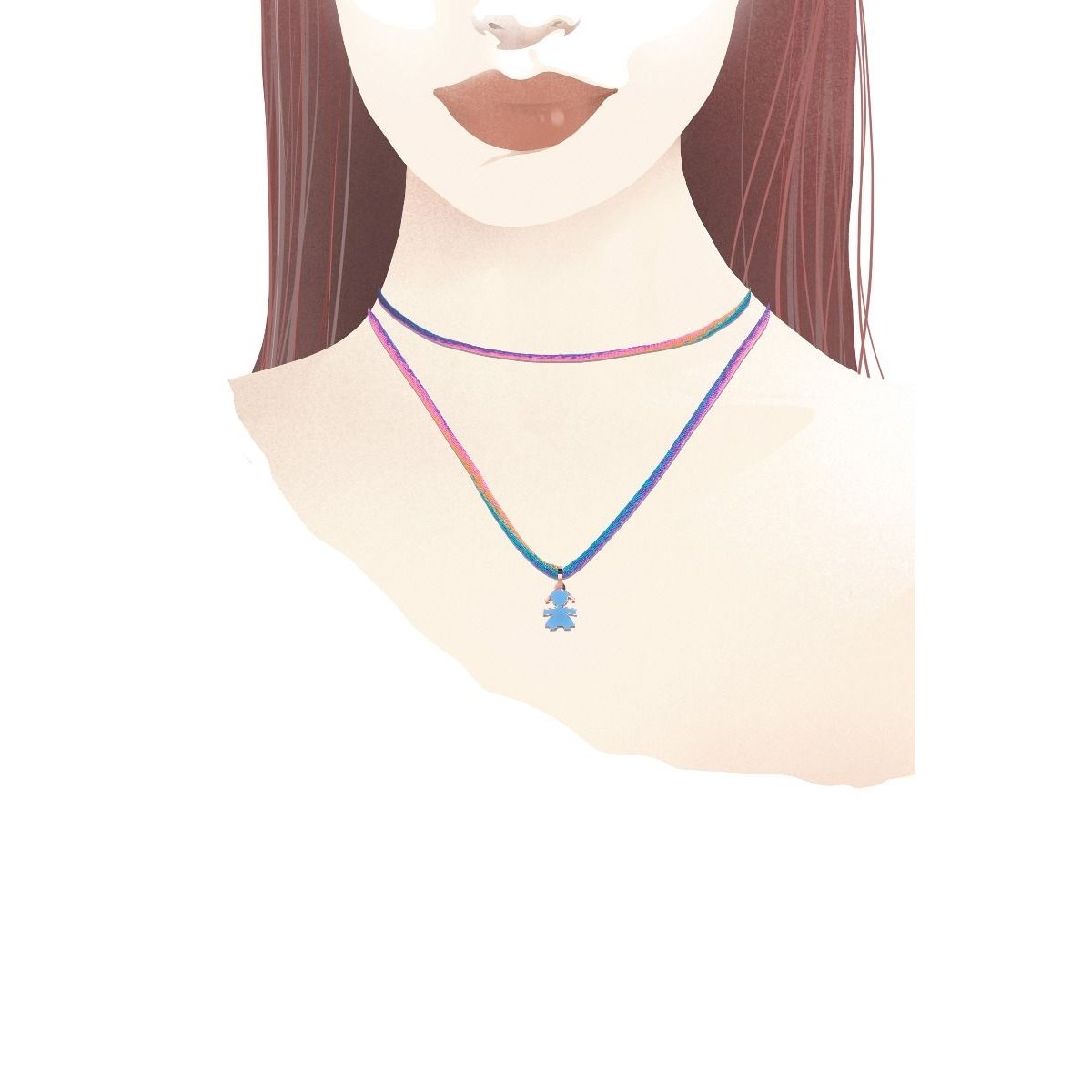 I MINI CIONDOLO BIMBA ORO ROSA E SMALTO INDACO - Simmi Gioiellerie -Ciondoli e pendenti