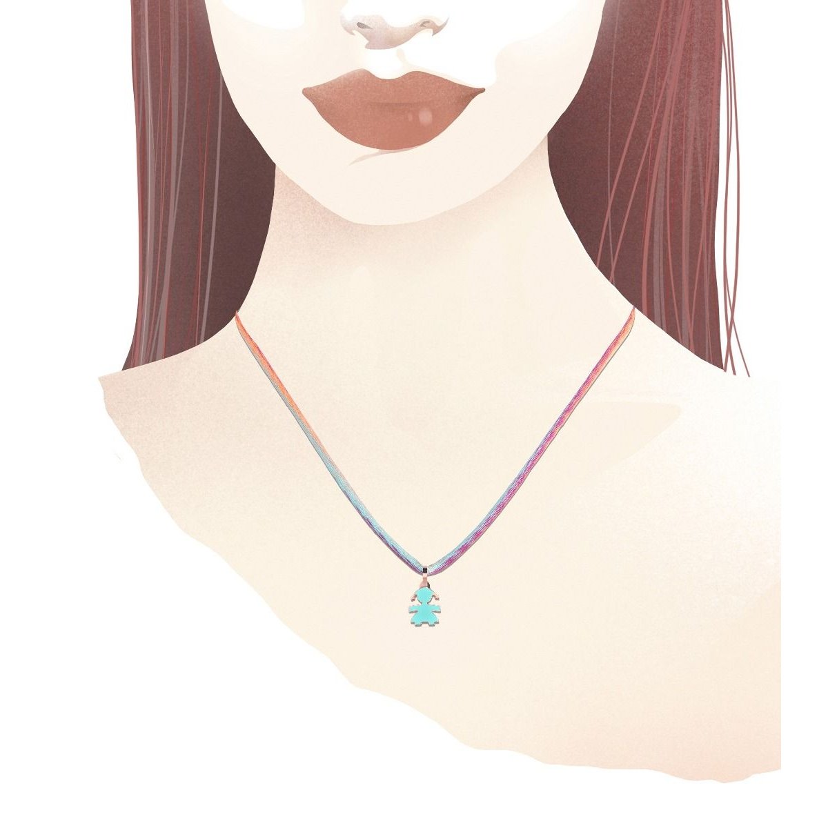 I MINI CIONDOLO BIMBA ORO ROSA E SMALTO VERDEACQUA - Simmi Gioiellerie -Ciondoli e pendenti