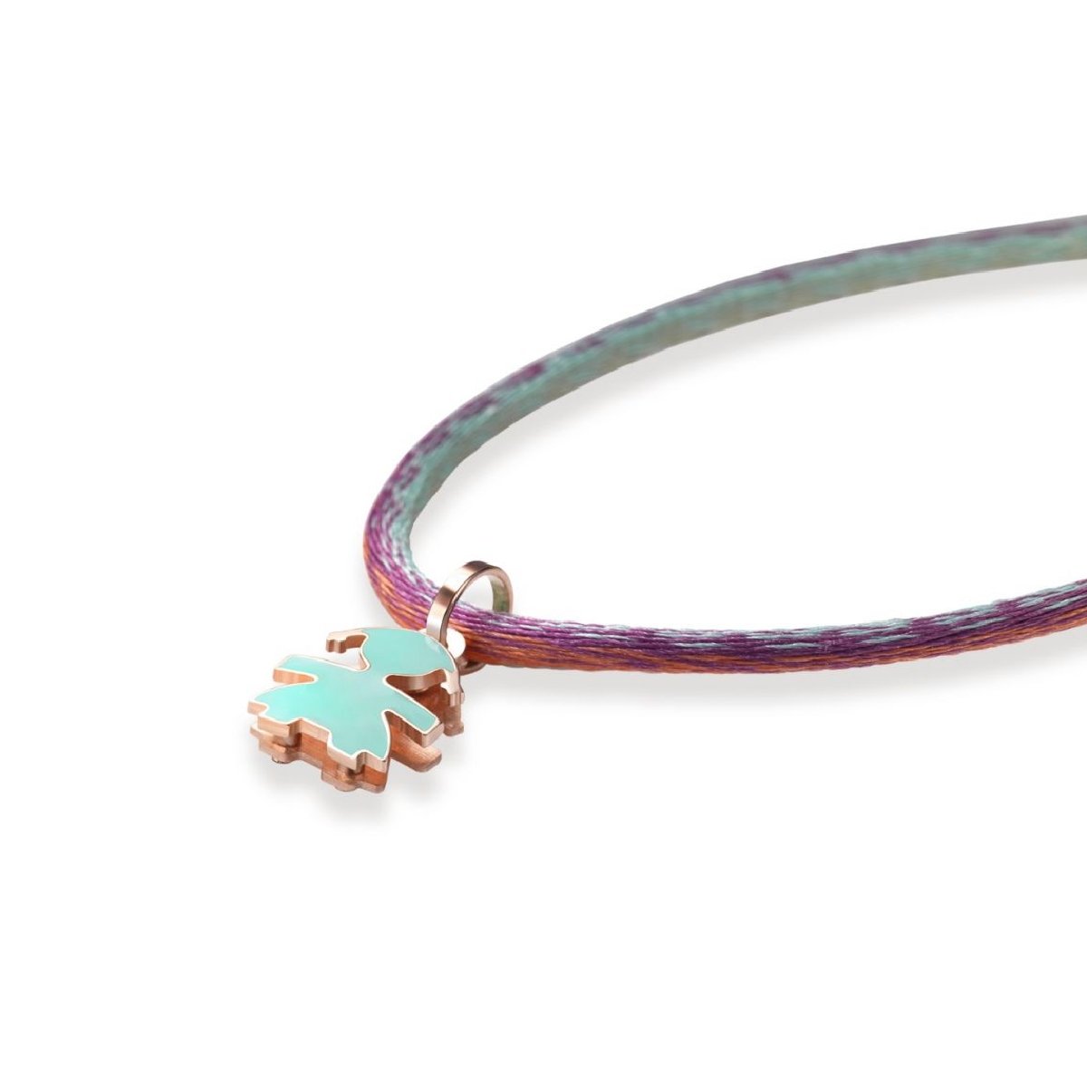 I MINI CIONDOLO BIMBA ORO ROSA E SMALTO VERDEACQUA - Simmi Gioiellerie -Ciondoli e pendenti